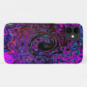 Trippy Black en Magenta Retro Liquid Swirl Case-Mate iPhone Case (Achterkant (horizontaal))