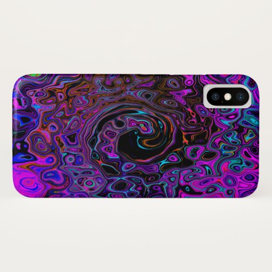 Trippy Black en Magenta Retro Liquid Swirl Case-Mate iPhone Case (Achterkant (horizontaal))