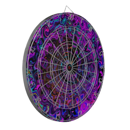 Trippy Black en Magenta Retro Liquid Swirl Dartbord (Voorkant Links)