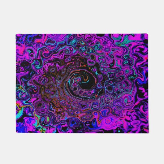 Trippy Black en Magenta Retro Liquid Swirl Deurmat (Voorkant)