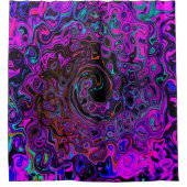 Trippy Black en Magenta Retro Liquid Swirl Douchegordijn (Voorkant)