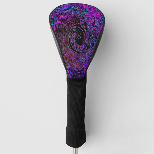 Trippy Black en Magenta Retro Liquid Swirl Golfheadcover (Voorkant)