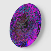 Trippy Black en Magenta Retro Liquid Swirl Grote Klok (Hoek)