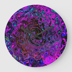 Trippy Black en Magenta Retro Liquid Swirl Grote Klok