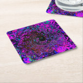 Trippy Black en Magenta Retro Liquid Swirl Kartonnen Onderzetters (Schuin)