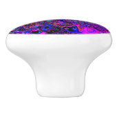 Trippy Black en Magenta Retro Liquid Swirl Keramische Knop (Zijkant)