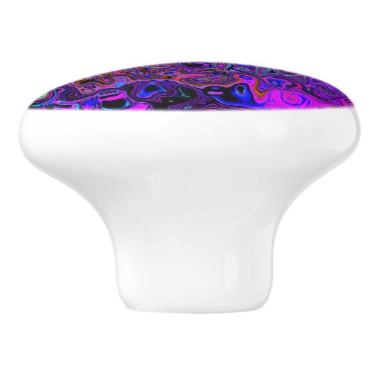 Trippy Black en Magenta Retro Liquid Swirl Keramische Knop (Zijkant)