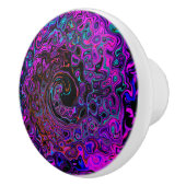 Trippy Black en Magenta Retro Liquid Swirl Keramische Knop (Rechts)