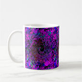 Trippy Black en Magenta Retro Liquid Swirl Koffiemok (Links)
