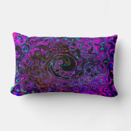 Trippy Black en Magenta Retro Liquid Swirl Kussen