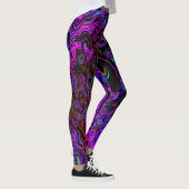 Trippy Black en Magenta Retro Liquid Swirl Leggings (Rechts)