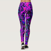 Trippy Black en Magenta Retro Liquid Swirl Leggings (Achterkant)