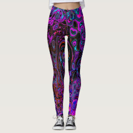 Trippy Black en Magenta Retro Liquid Swirl Leggings