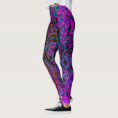 Trippy Black en Magenta Retro Liquid Swirl Leggings (Links)