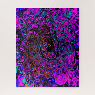 Trippy Black en Magenta Retro Liquid Swirl Legpuzzel