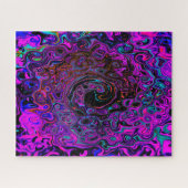 Trippy Black en Magenta Retro Liquid Swirl Legpuzzel (Horizontaal)
