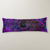 Trippy Black en Magenta Retro Liquid Swirl Lichaamskussen (Achterkant)