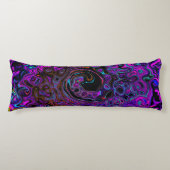 Trippy Black en Magenta Retro Liquid Swirl Lichaamskussen (Voorkant)