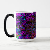 Trippy Black en Magenta Retro Liquid Swirl Magische Mok (Links)