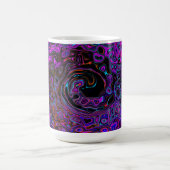 Trippy Black en Magenta Retro Liquid Swirl Magische Mok (Midden)