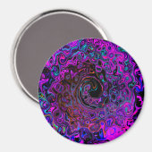 Trippy Black en Magenta Retro Liquid Swirl Magneet (Voorkant / Achterkant)