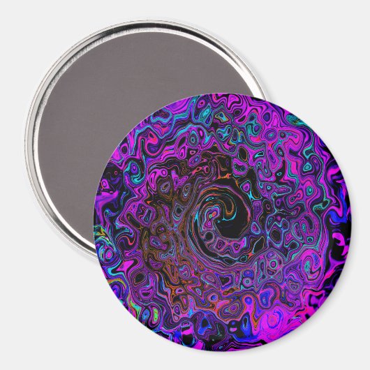 Trippy Black en Magenta Retro Liquid Swirl Magneet (Voorkant / Achterkant)