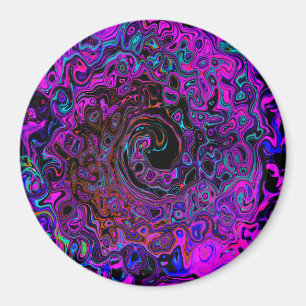 Trippy Black en Magenta Retro Liquid Swirl Magneet