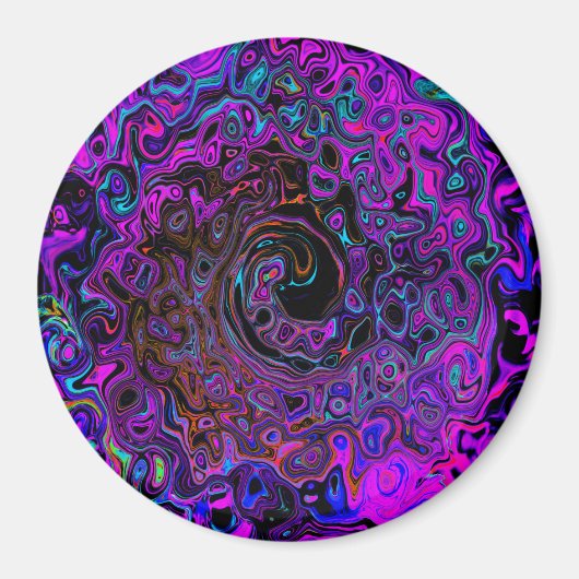 Trippy Black en Magenta Retro Liquid Swirl Magneet (Voorkant)