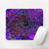Trippy Black en Magenta Retro Liquid Swirl Muismat (Met muis)