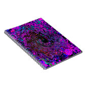 Trippy Black en Magenta Retro Liquid Swirl Notitieboek (Rechterzijde)