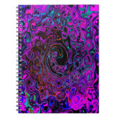 Trippy Black en Magenta Retro Liquid Swirl Notitieboek (Voorkant)