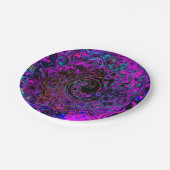 Trippy Black en Magenta Retro Liquid Swirl Papieren Bordje (Gekanteld)