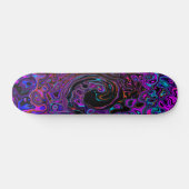 Trippy Black en Magenta Retro Liquid Swirl Persoonlijk Skateboard (Horizontaal)