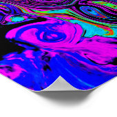 Trippy Black en Magenta Retro Liquid Swirl Poster (Hoek)