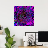 Trippy Black en Magenta Retro Liquid Swirl Poster (Thuiskantoor)