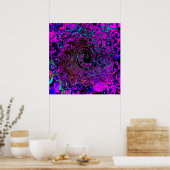 Trippy Black en Magenta Retro Liquid Swirl Poster (Keuken)