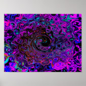 Trippy Black en Magenta Retro Liquid Swirl Poster (Voorkant)