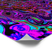 Trippy Black en Magenta Retro Liquid Swirl Poster (Hoek)