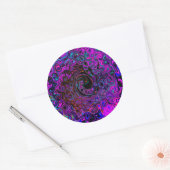 Trippy Black en Magenta Retro Liquid Swirl Ronde Sticker (Envelop)