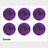 Trippy Black en Magenta Retro Liquid Swirl Ronde Sticker (Vel)