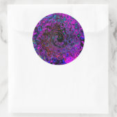 Trippy Black en Magenta Retro Liquid Swirl Ronde Sticker (Tas)