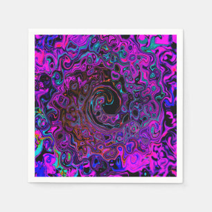 Trippy Black en Magenta Retro Liquid Swirl Servet