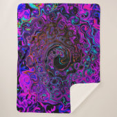 Trippy Black en Magenta Retro Liquid Swirl Sherpa Deken (Voorkant)