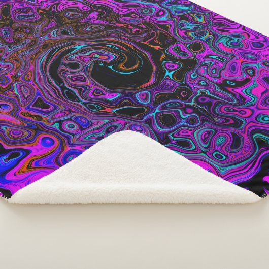 Trippy Black en Magenta Retro Liquid Swirl Sherpa Deken (3/4)