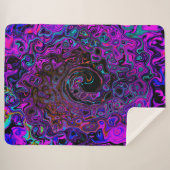 Trippy Black en Magenta Retro Liquid Swirl Sherpa Deken (Voorkant (horizontaal))