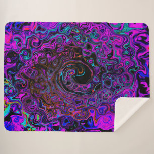 Trippy Black en Magenta Retro Liquid Swirl Sherpa Deken