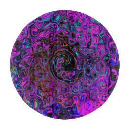 Trippy Black en Magenta Retro Liquid Swirl Snijplank