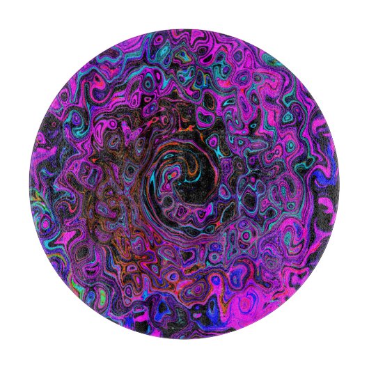 Trippy Black en Magenta Retro Liquid Swirl Snijplank (Voorkant)