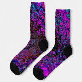 Trippy Black en Magenta Retro Liquid Swirl Sokken (Links)