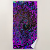 Trippy Black en Magenta Retro Liquid Swirl Strandlaken (Voorkant)